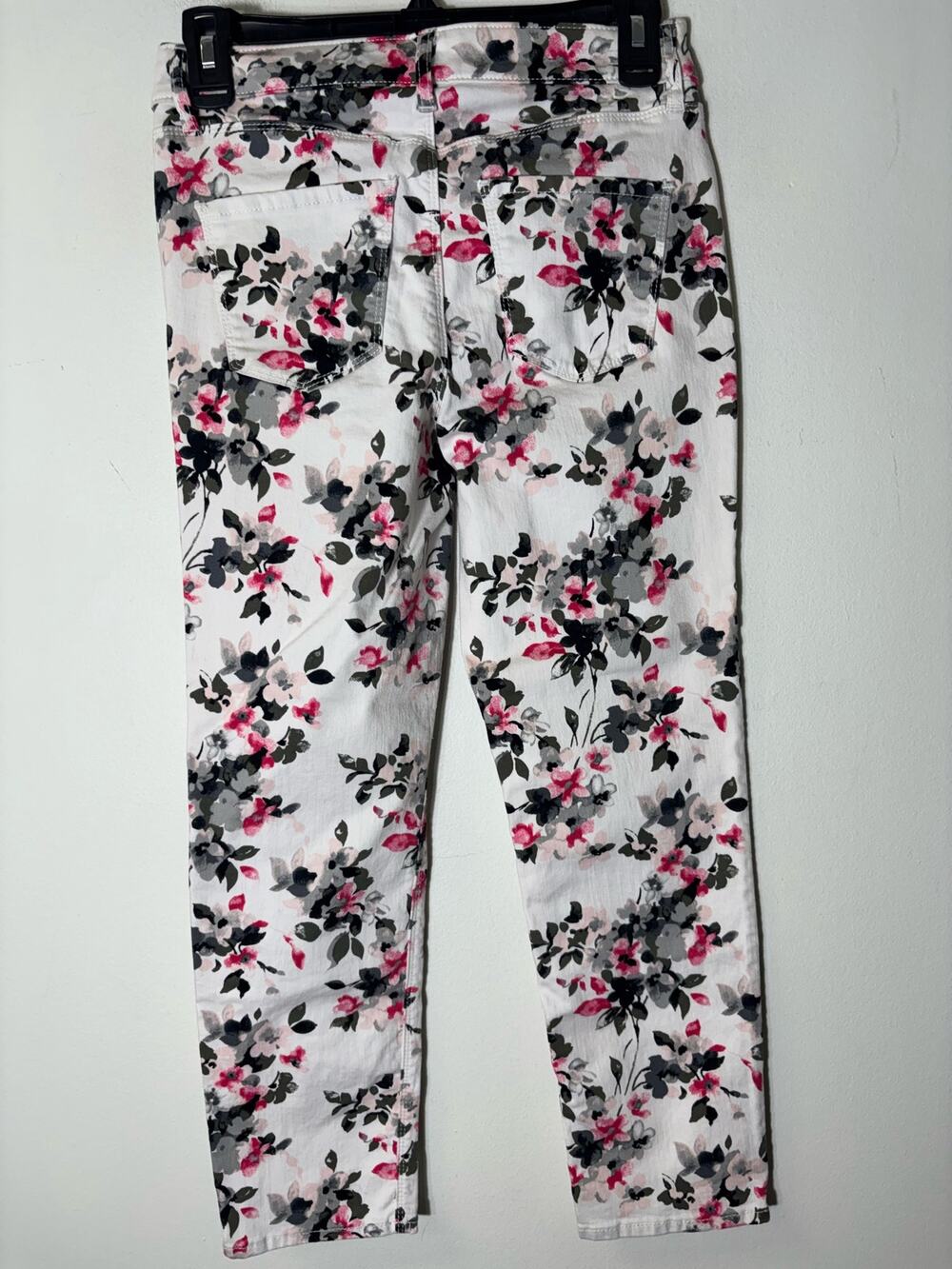 White House Black Market White Floral Denim Jeans Sz 0